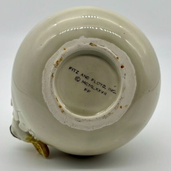 Vintage Fitz and Floyd Bird Hatching From Egg Vase Mug Ceramic Signed Dated 1977 - Picture 7 of 10